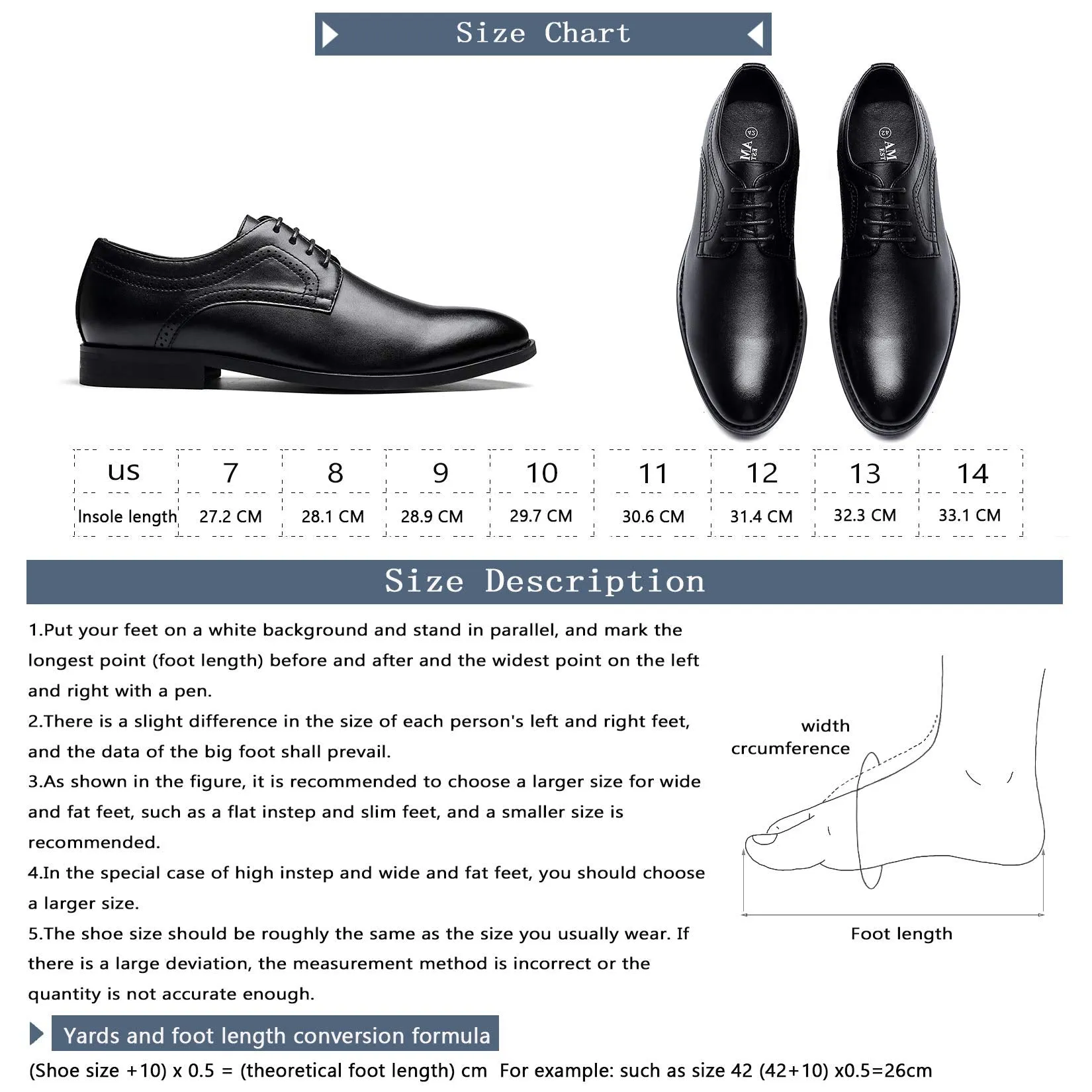 AMAPO Classic Men’s Oxford Dress Shoes