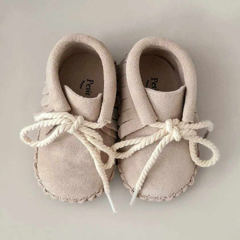 Baby - Suede Fringe Booties - Oatmeal