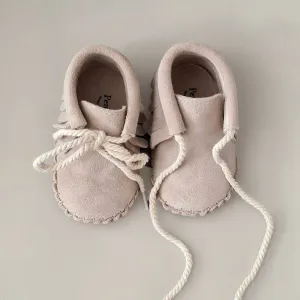 Baby - Suede Fringe Booties - Oatmeal