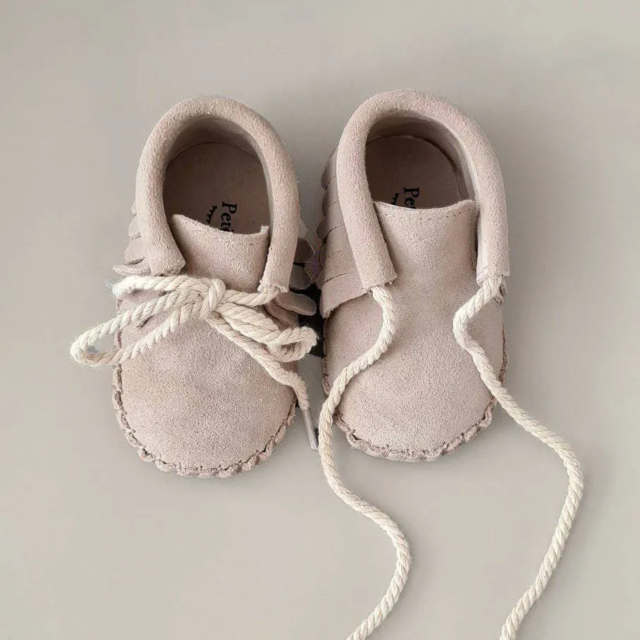 Baby - Suede Fringe Booties - Oatmeal