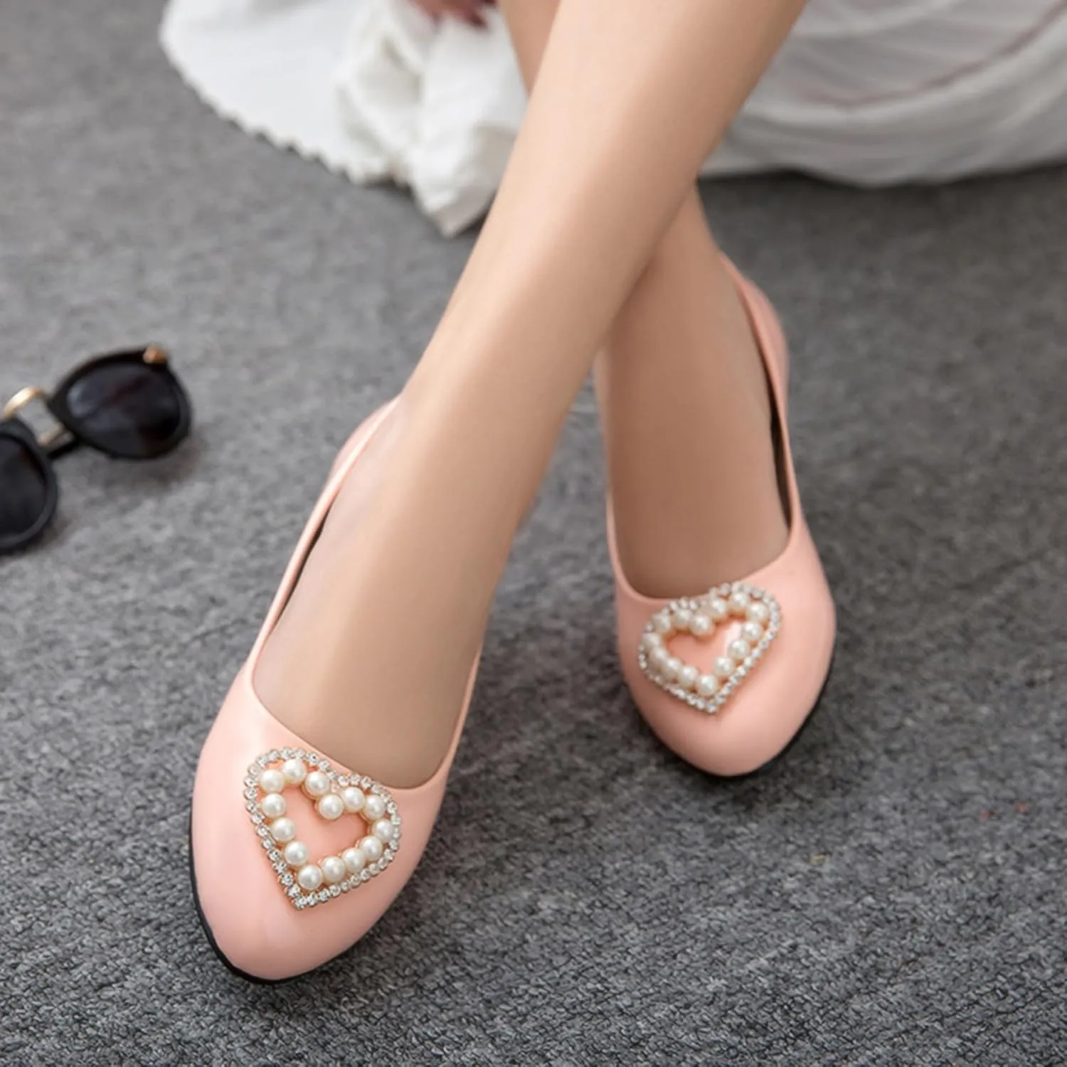 Casual Patent Flats Round Toe Slip On Women Shoes