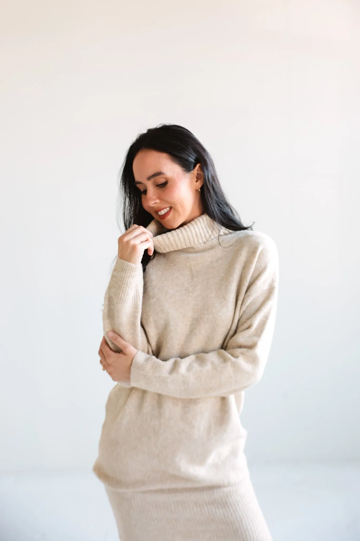 Cozy Knit Turtleneck Sweater Dress