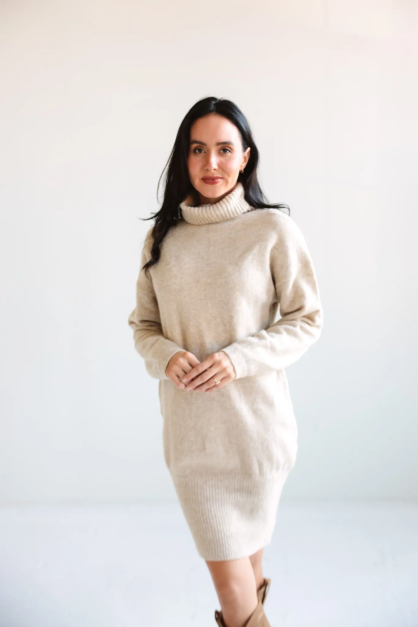Cozy Knit Turtleneck Sweater Dress