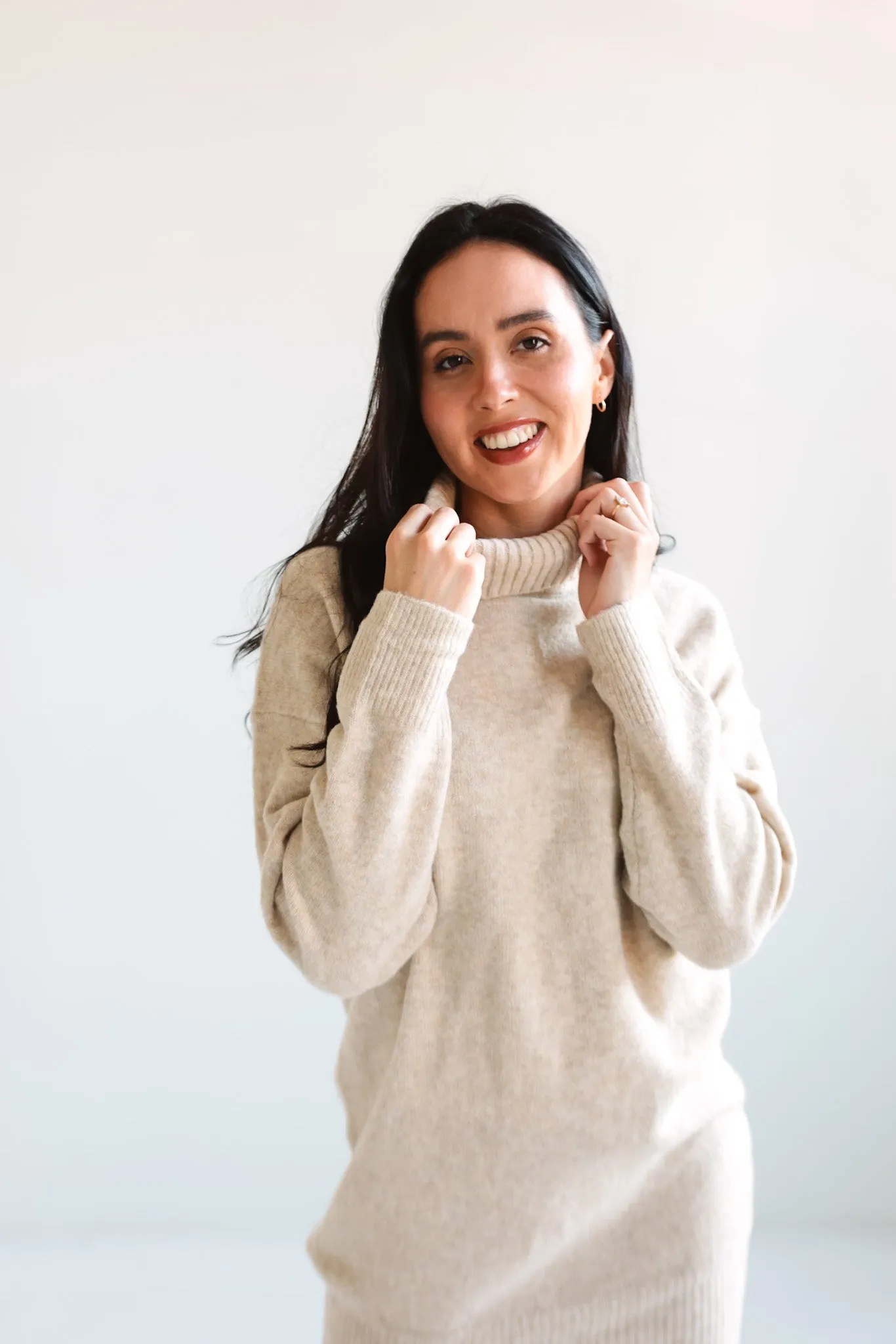 Cozy Knit Turtleneck Sweater Dress