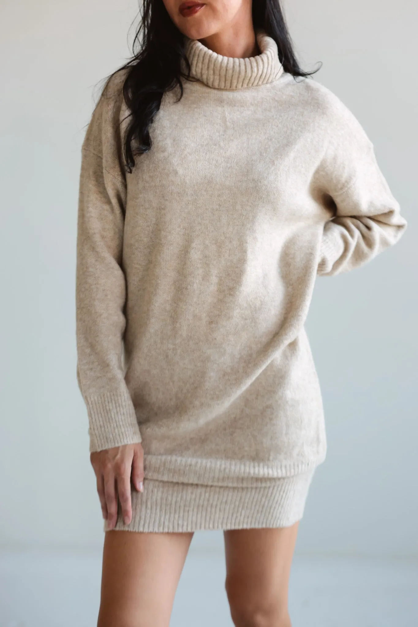 Cozy Knit Turtleneck Sweater Dress