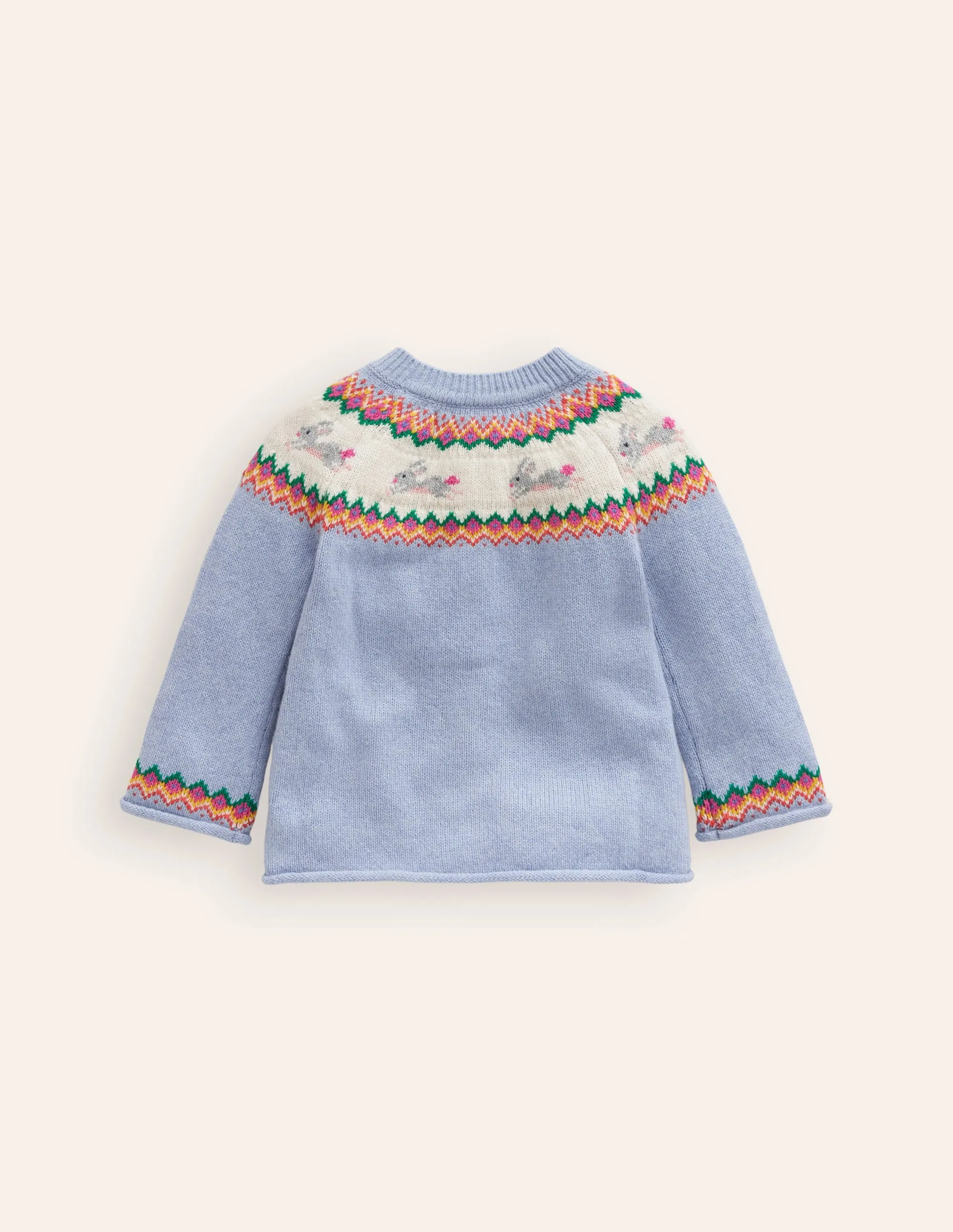 Edie Fair Isle Cardigan-Sky Blue Bunnies