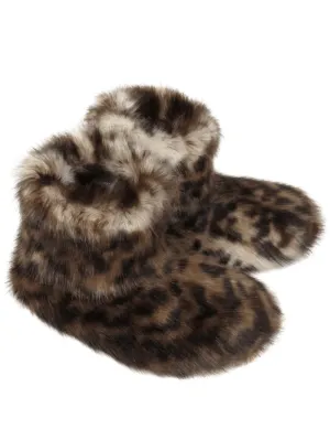 Helen Moore Vegan Fur Slipper Boots In Ocelot Animal Print