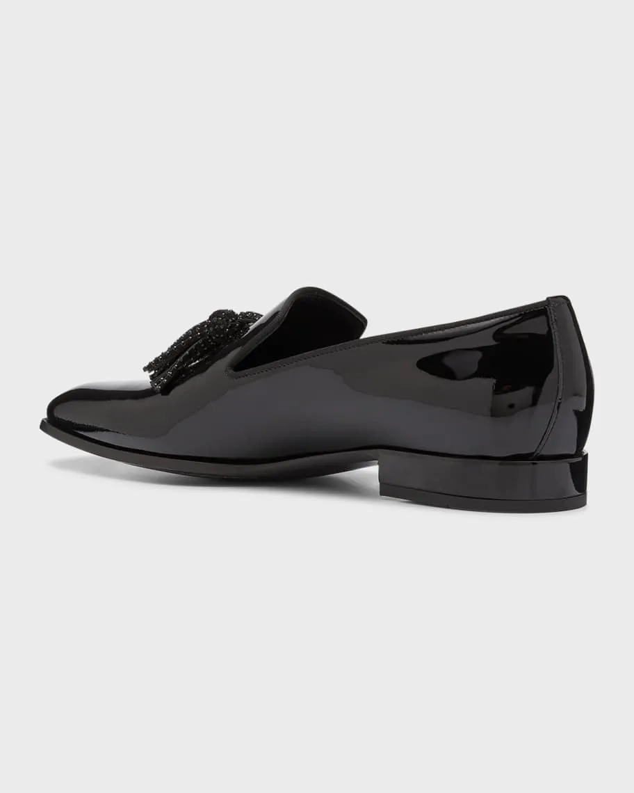 Jimmy Choo Men's Foxley Patent Leather Crystal Tassel Loafers
