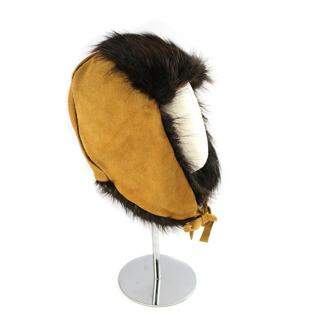 Karen Nicloux Tan Beaver Fur Trapper Hat