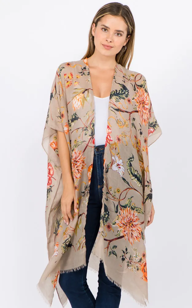 KP94B1  Flower Pinted Light-weight Kimono