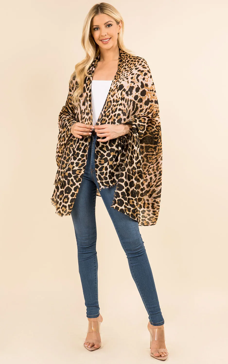 OP3126 Leopard Printed Oblong Scarf