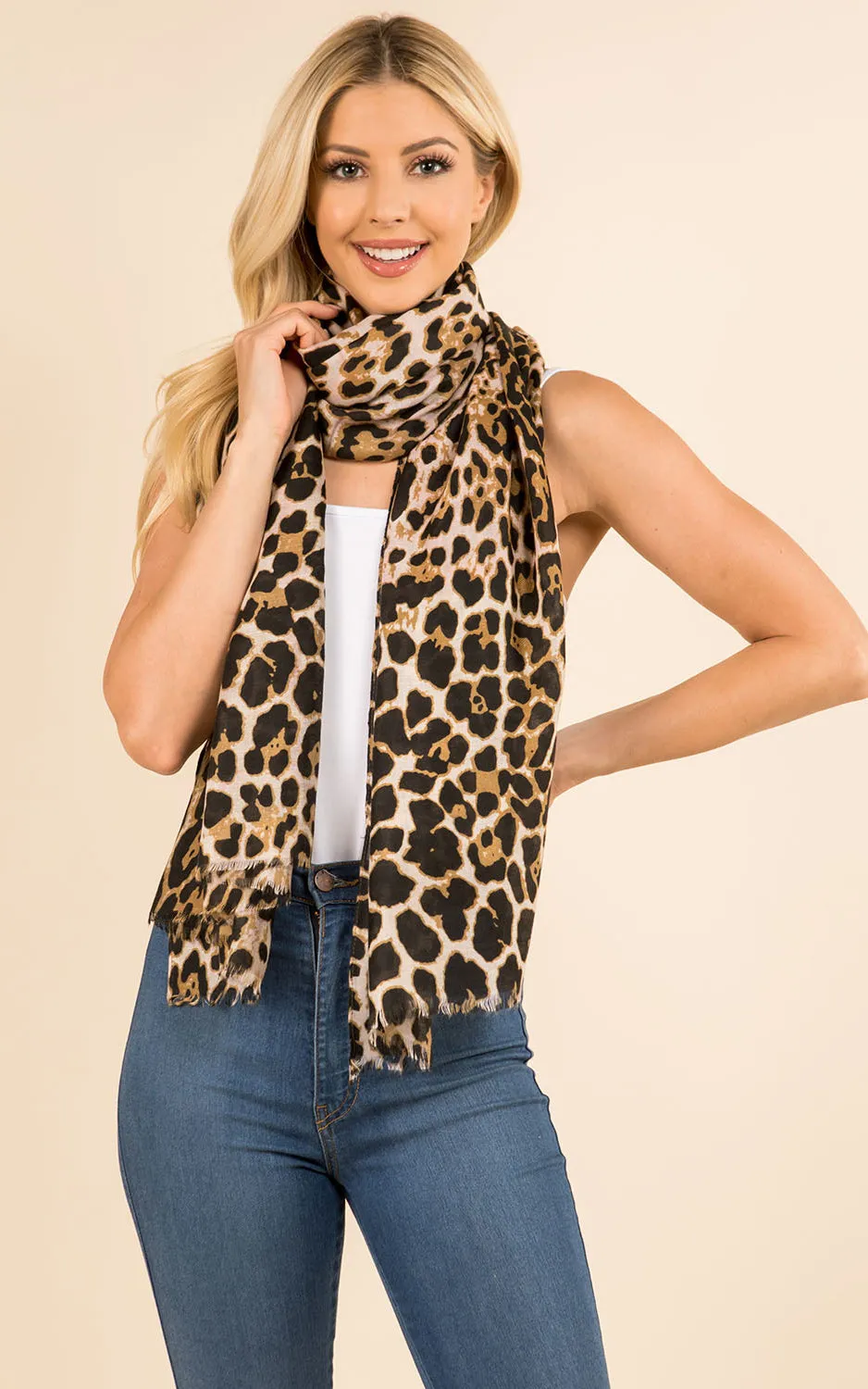 OP3126 Leopard Printed Oblong Scarf