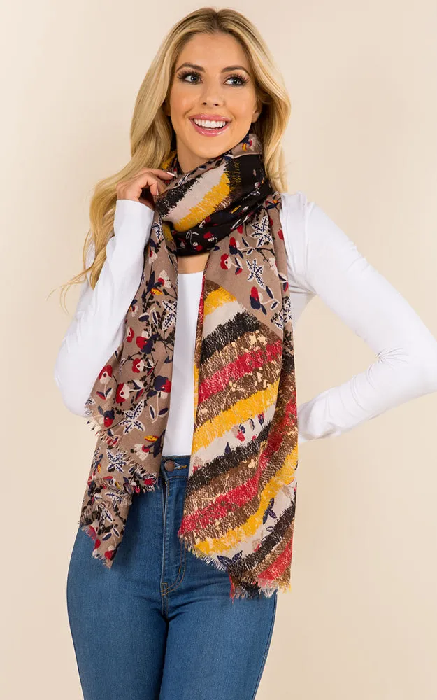 OP8572 Multi Printed Oblong Scarf