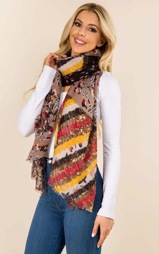OP8572 Multi Printed Oblong Scarf
