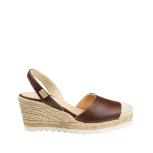 Plain Closed Toe Leather Menorcan Espadrille For Women - Frida Montada 1924 Ciervo