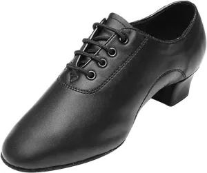 Shoes Boys Modern Dance Shoes Prom Ballroom Latin Dance Shoes Solid Color Lace Up Leather Boys Rain Boots (Black, 34)