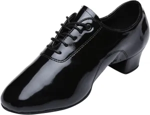 Shoes Boys Modern Dance Shoes Prom Ballroom Latin Dance Shoes Solid Color Lace Up Leather Shoes Lavish Boots (Black, 31)