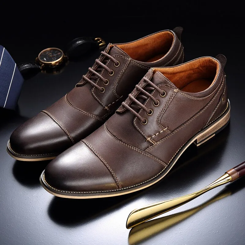 the Albrese -  Men's  Captoe Leather Dress Shoes
