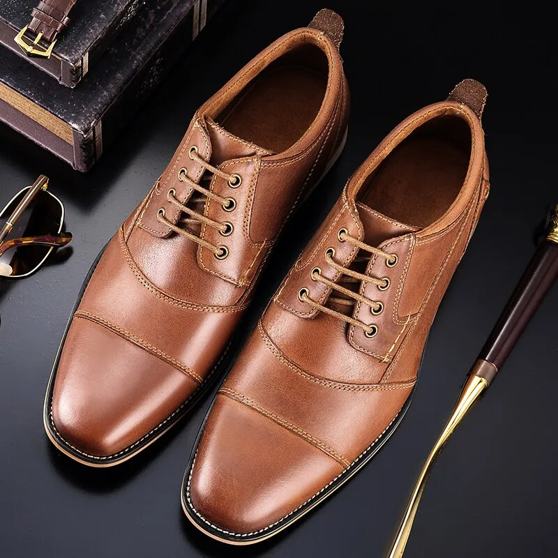 the Albrese -  Men's  Captoe Leather Dress Shoes