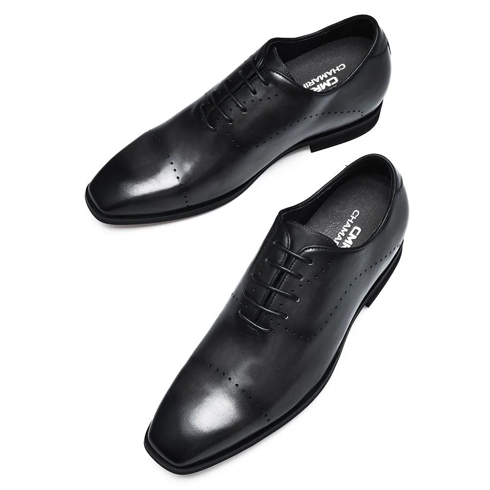 This item only ships to Europe - 7CM/2.76 Inches CMR CHAMARIPA Dress Elevator Shoes For Men Extra Heightening Shoes Men Black Leather Oxfords