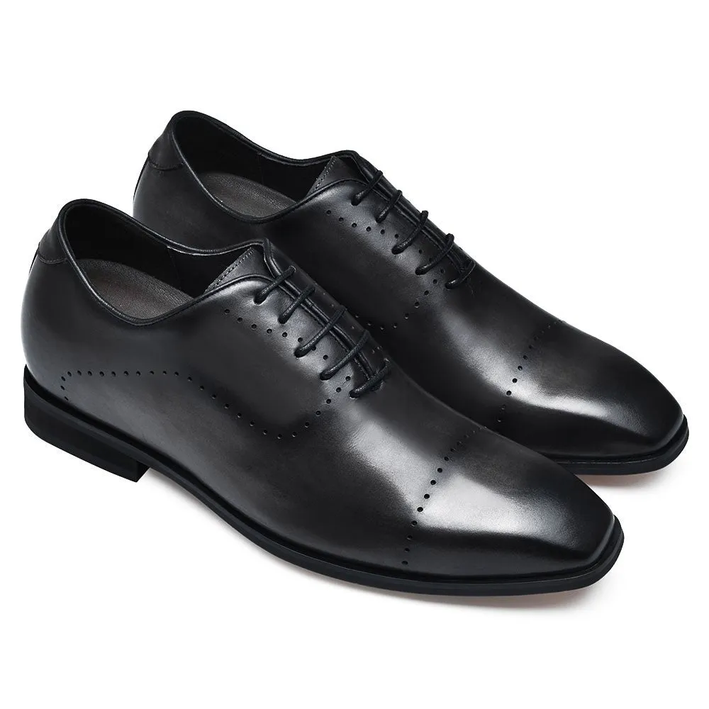 This item only ships to Europe - 7CM/2.76 Inches CMR CHAMARIPA Dress Elevator Shoes For Men Extra Heightening Shoes Men Black Leather Oxfords