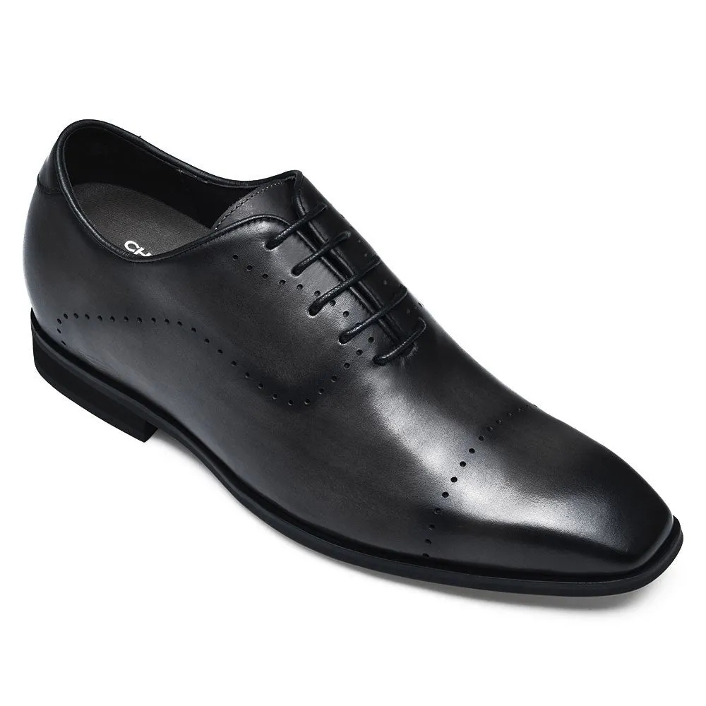 This item only ships to Europe - 7CM/2.76 Inches CMR CHAMARIPA Dress Elevator Shoes For Men Extra Heightening Shoes Men Black Leather Oxfords