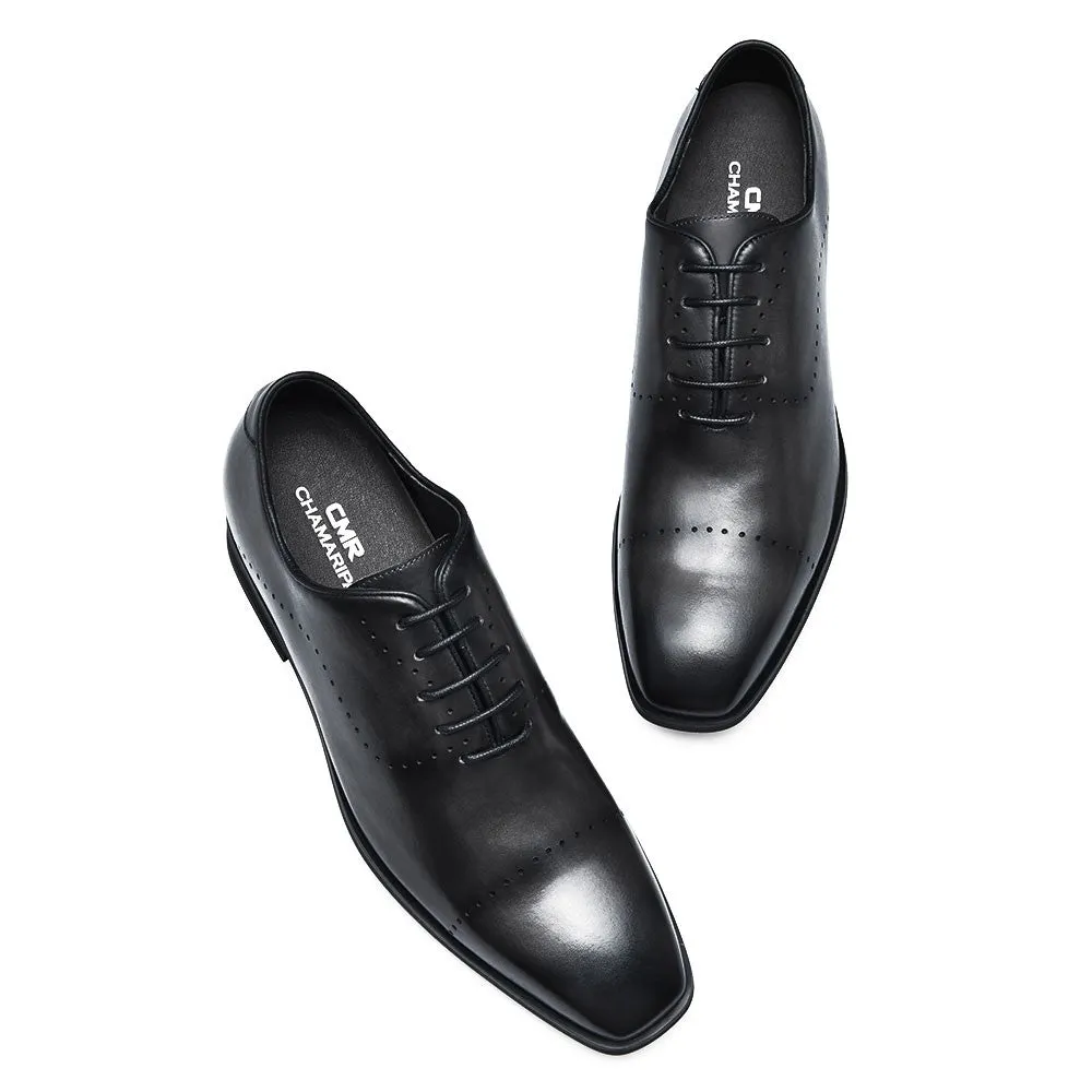This item only ships to Europe - 7CM/2.76 Inches CMR CHAMARIPA Dress Elevator Shoes For Men Extra Heightening Shoes Men Black Leather Oxfords