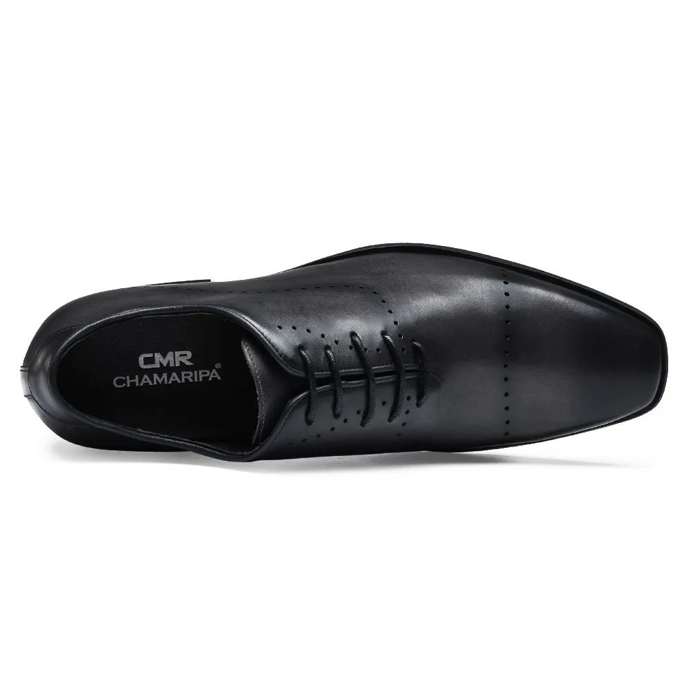 This item only ships to Europe - 7CM/2.76 Inches CMR CHAMARIPA Dress Elevator Shoes For Men Extra Heightening Shoes Men Black Leather Oxfords