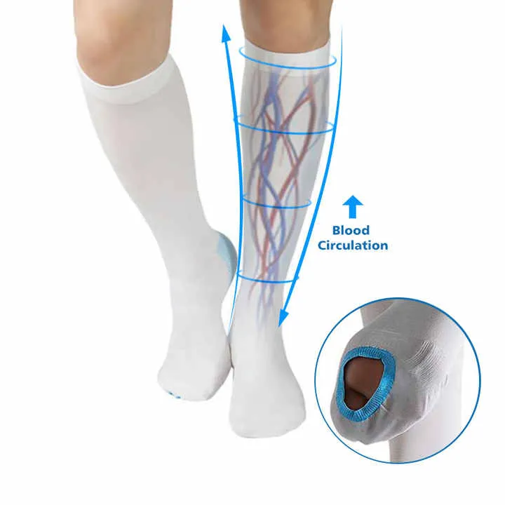 White Open Toe Knee -مفتوحة الأصابع