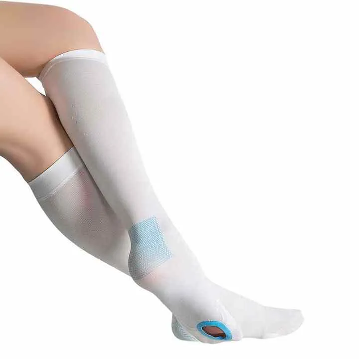 White Open Toe Knee -مفتوحة الأصابع