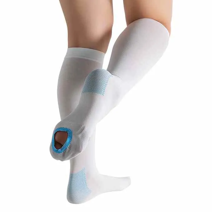 White Open Toe Knee -مفتوحة الأصابع
