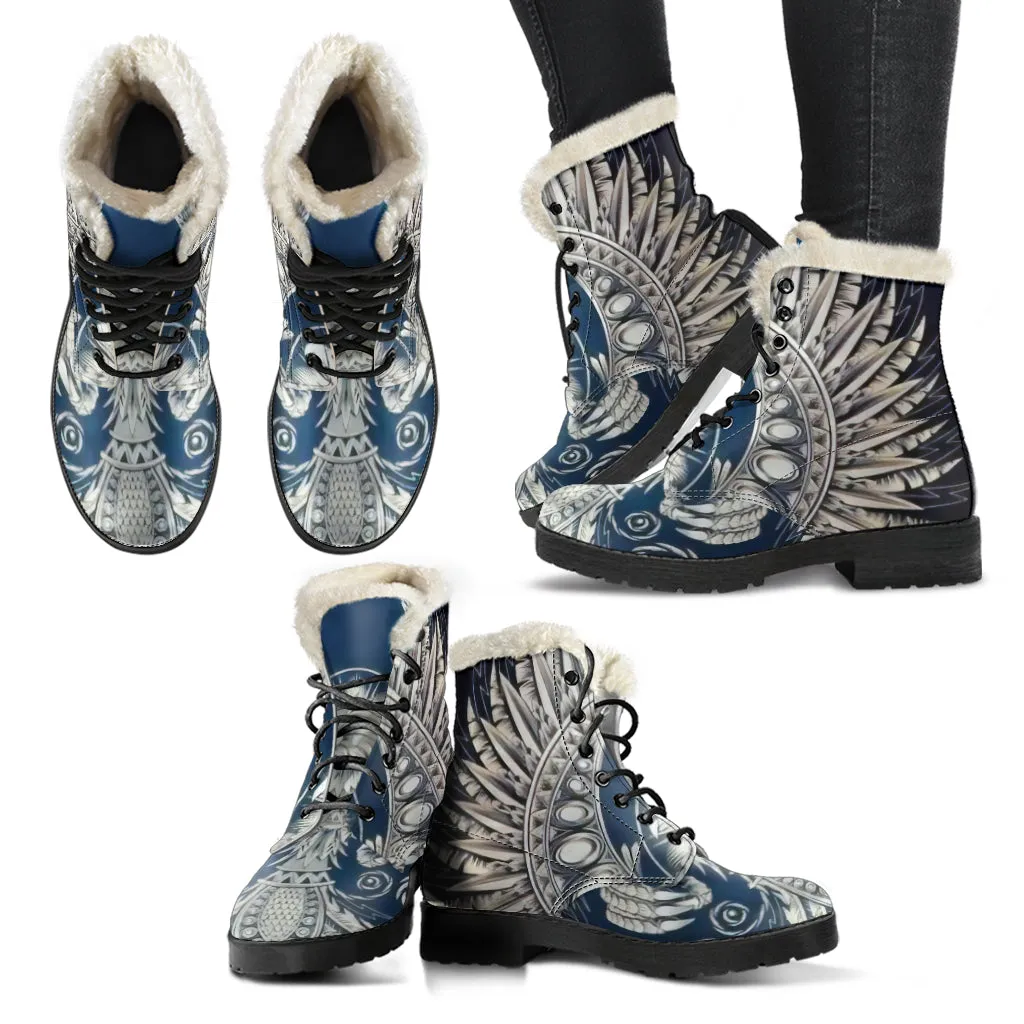 White Phoenix Rising Vegan Leather Boots
