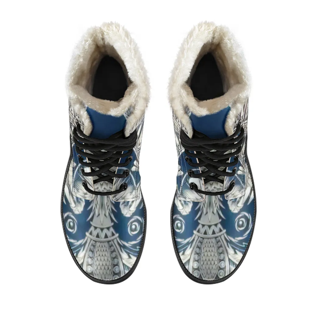 White Phoenix Rising Vegan Leather Boots