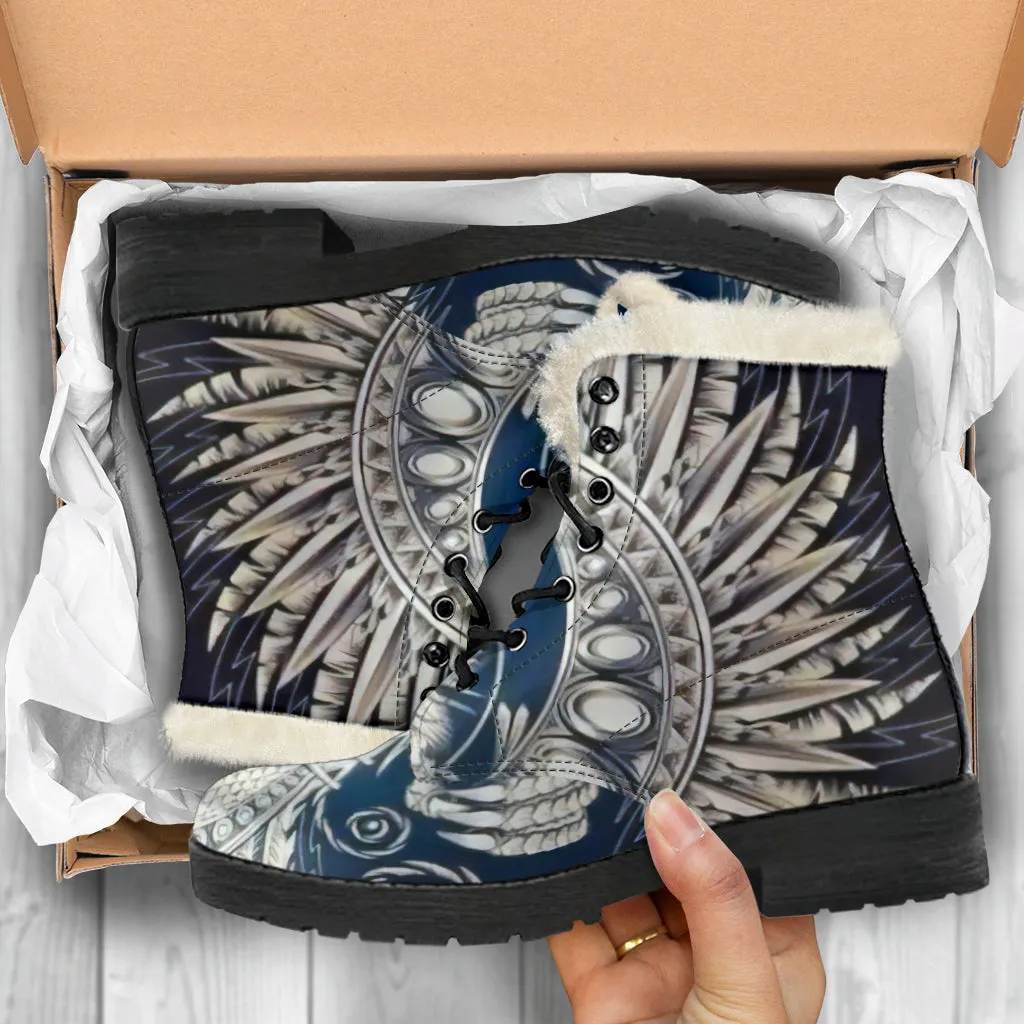 White Phoenix Rising Vegan Leather Boots