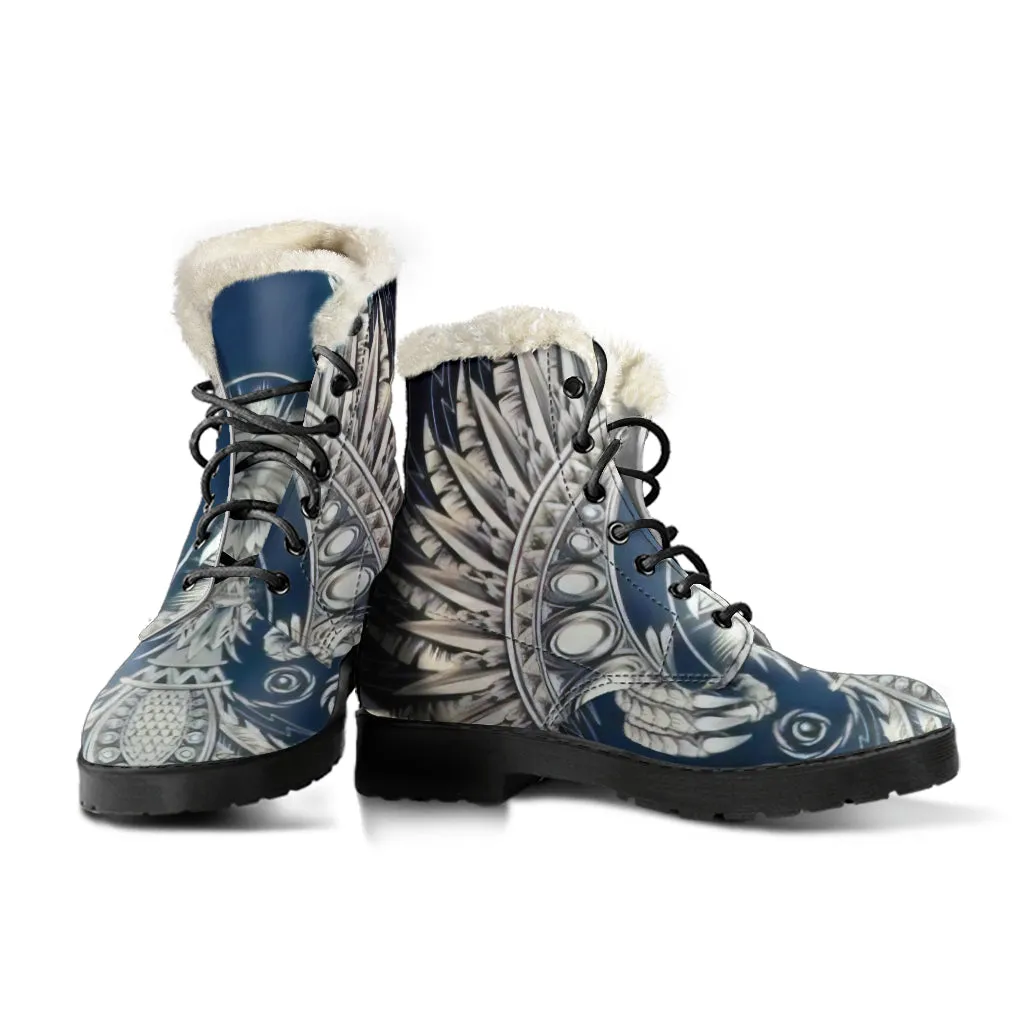 White Phoenix Rising Vegan Leather Boots
