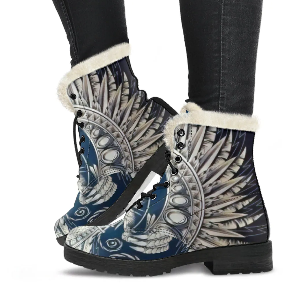 White Phoenix Rising Vegan Leather Boots