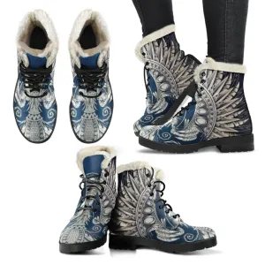 White Phoenix Rising Vegan Leather Boots